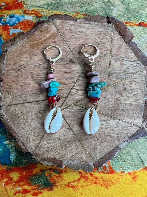 Colorful Turquoise Shell Earrings