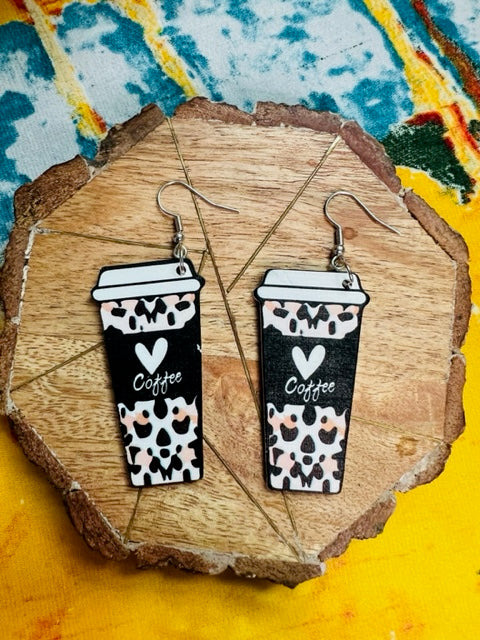 Valentine's Day Heart Shape Coffee Earrings