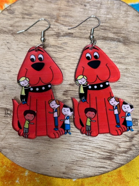 Red Cartoon Dog Earrings