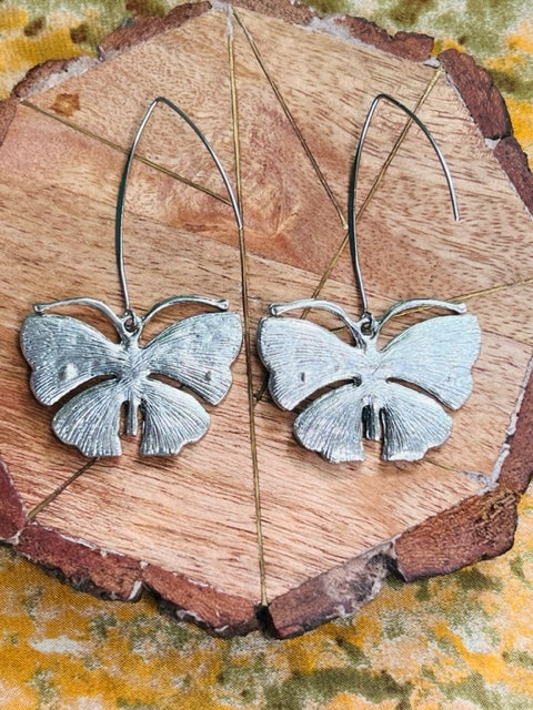 Silver Butterfly Earrings