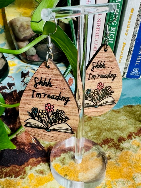 "Shhhh, I'm reading" Earrings