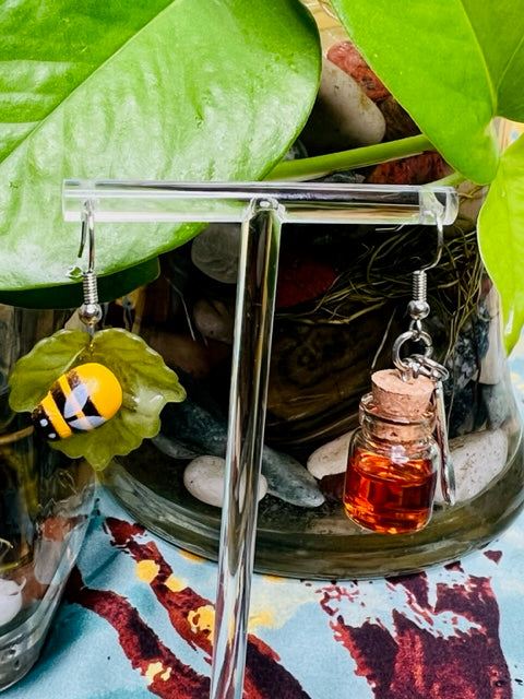 Sweet Bee and Honey Jar Earrings