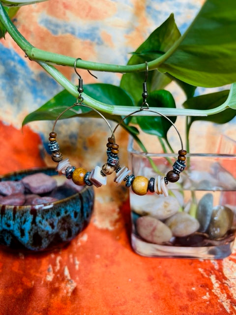 Earthtone Beads Circle Earrings