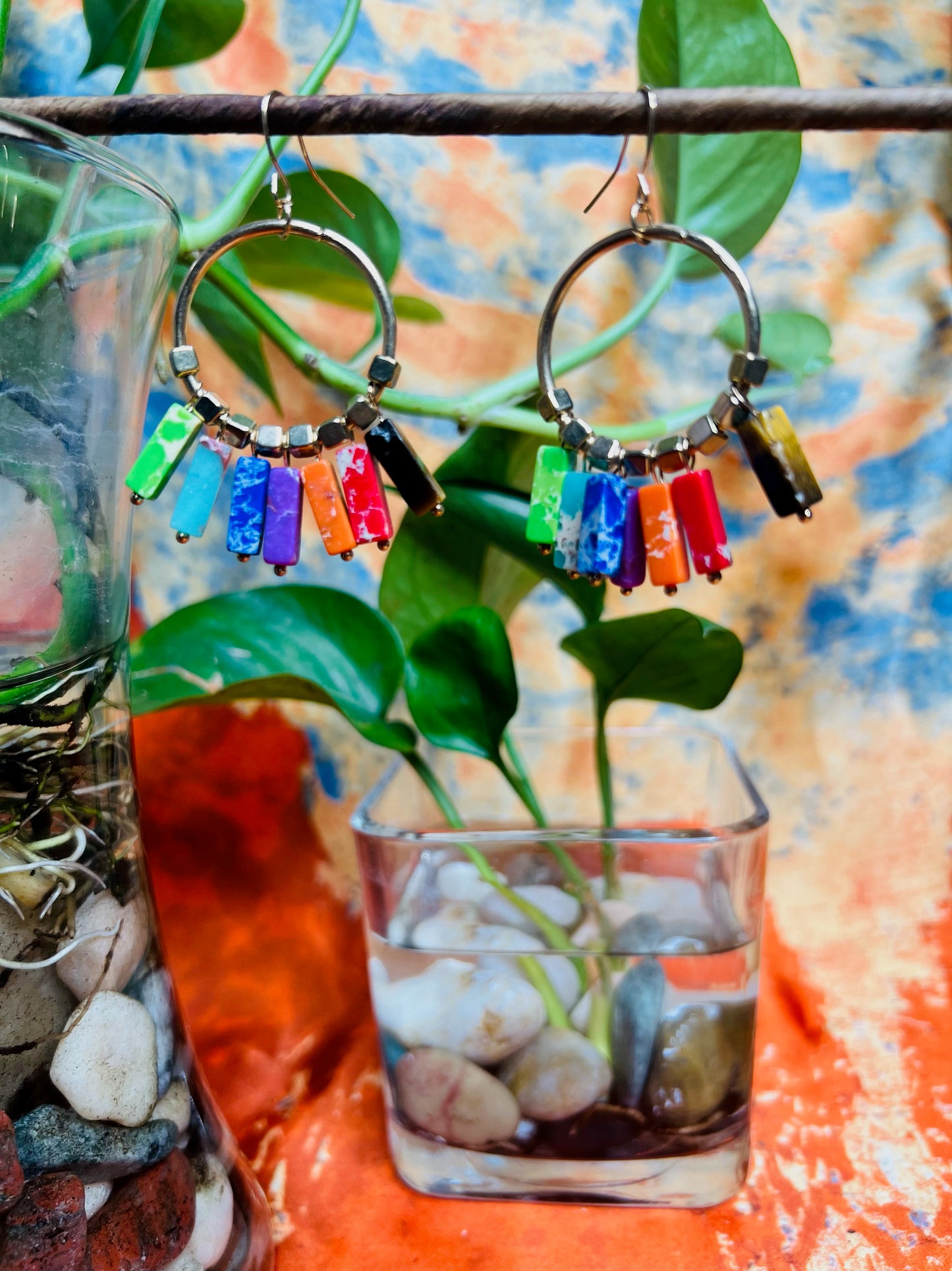 Colorful Tassel Chain Earrings