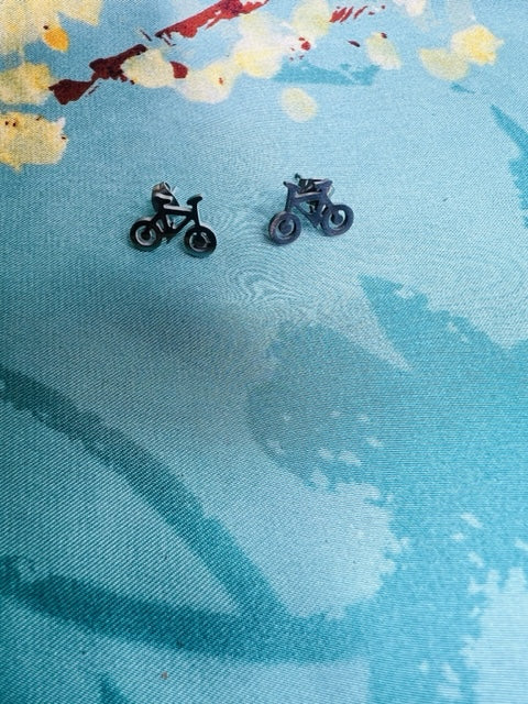 Black Bicycle Stud Earrings