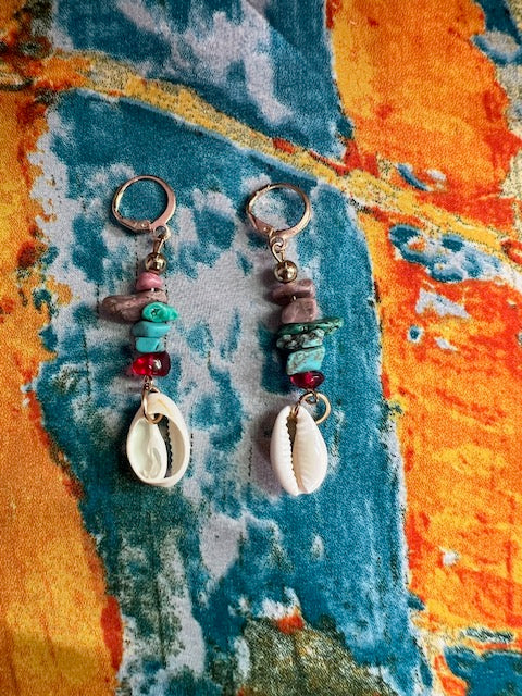 Colorful Turquoise Shell Earrings