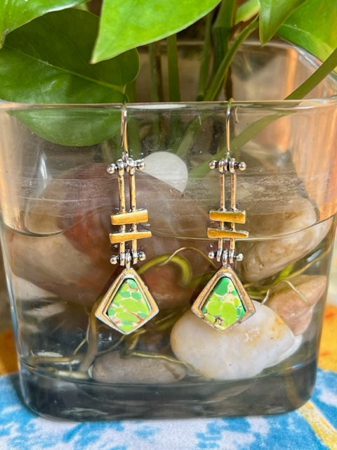 Bohemian Faux Green Stone Earrings