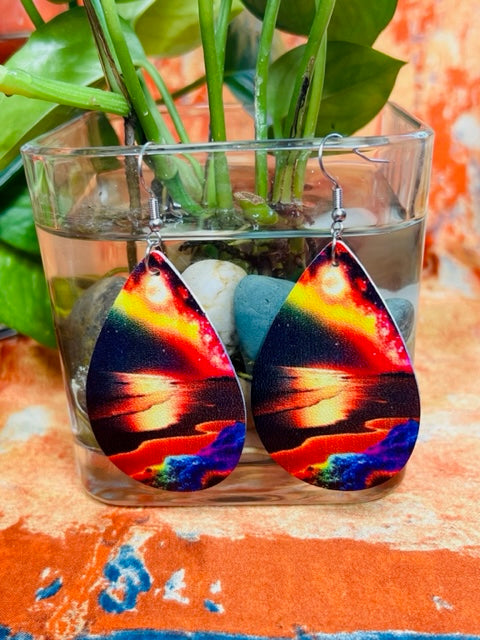 Rainbow River Wave Teardrop Earrings