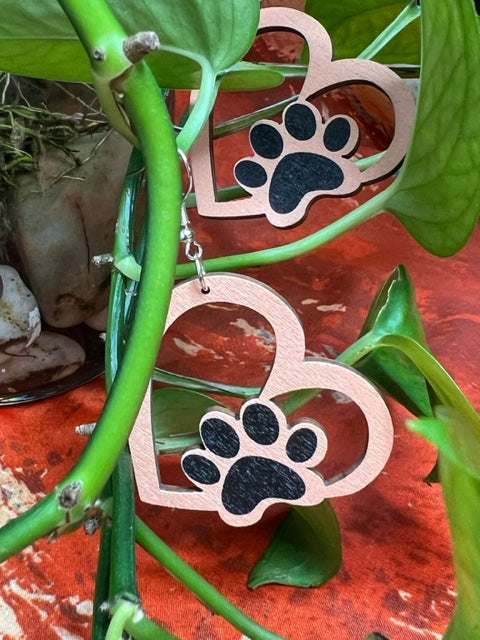 Heart Shape Dog Paw Earrings