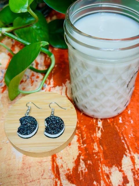 Glitter Chocolate cookies with cream filling Earrings