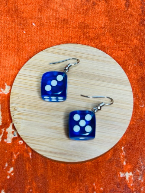 Blue Dice Earrings