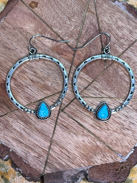 Turquoise Round Drop Earrings