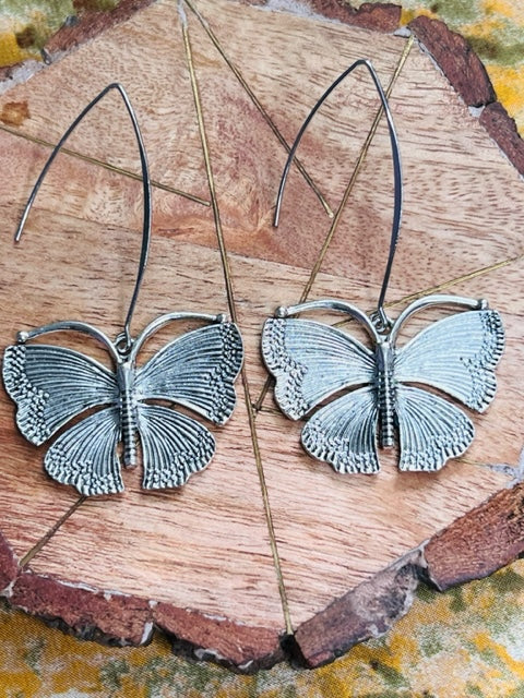 Silver Butterfly Earrings