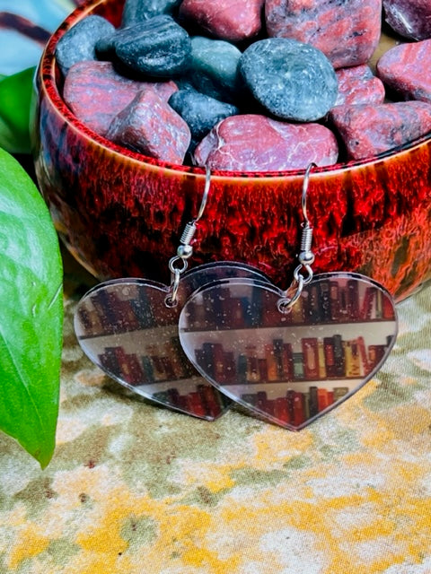 Heart Shaped Bookshelf Earrings