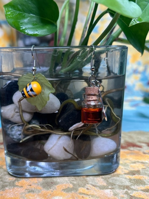 Sweet Bee and Honey Jar Earrings