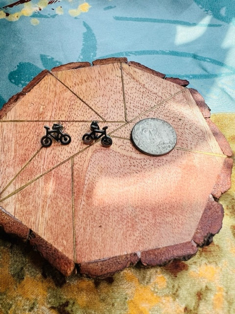 Black Bicycle Stud Earrings