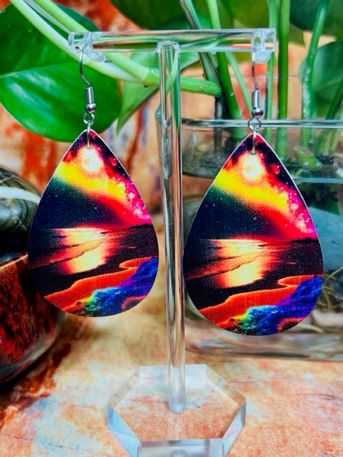 Rainbow River Wave Teardrop Earrings