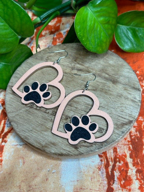 Heart Shape Dog Paw Earrings