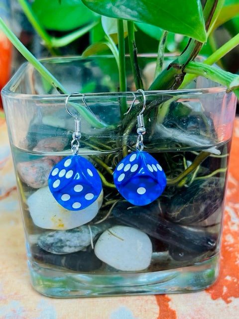 Blue Dice Earrings