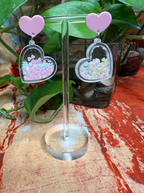 Pink Heart Earrings