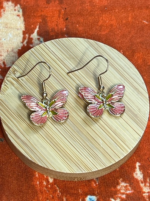 Pink Butterfly Earrings