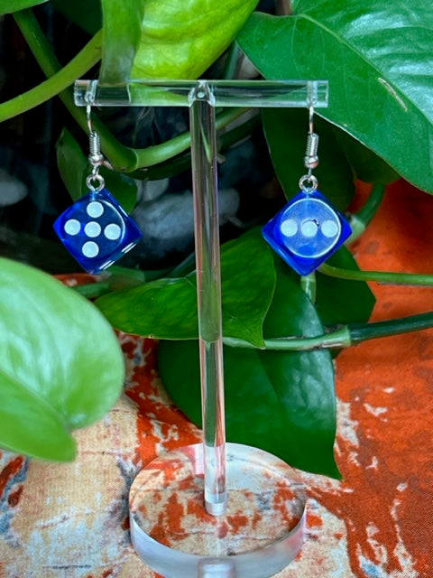 Blue Dice Earrings