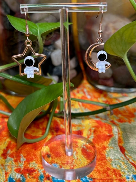 Astronaut Star Moon Drop Earrings