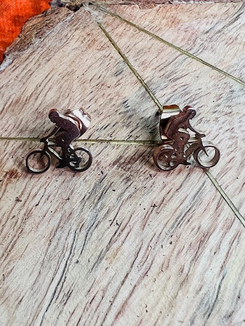 Golden Bicycle Stud Earrings