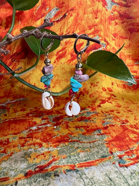 Colorful Turquoise Shell Earrings