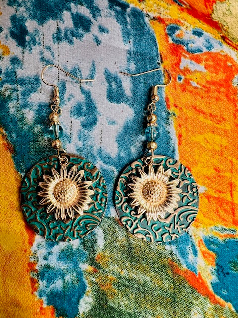 Bohemian Sunflower Double Layer Earrings