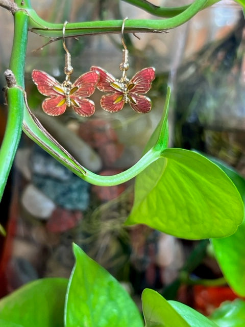 Pink Butterfly Earrings