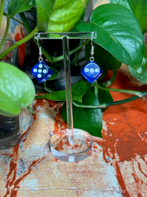 Blue Dice Earrings