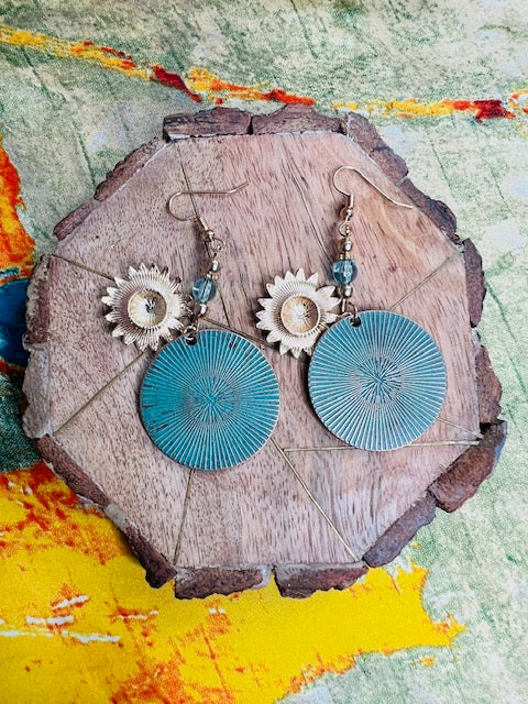 Bohemian Sunflower Double Layer Earrings