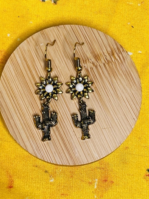 Sunflower & Cactus Earrings